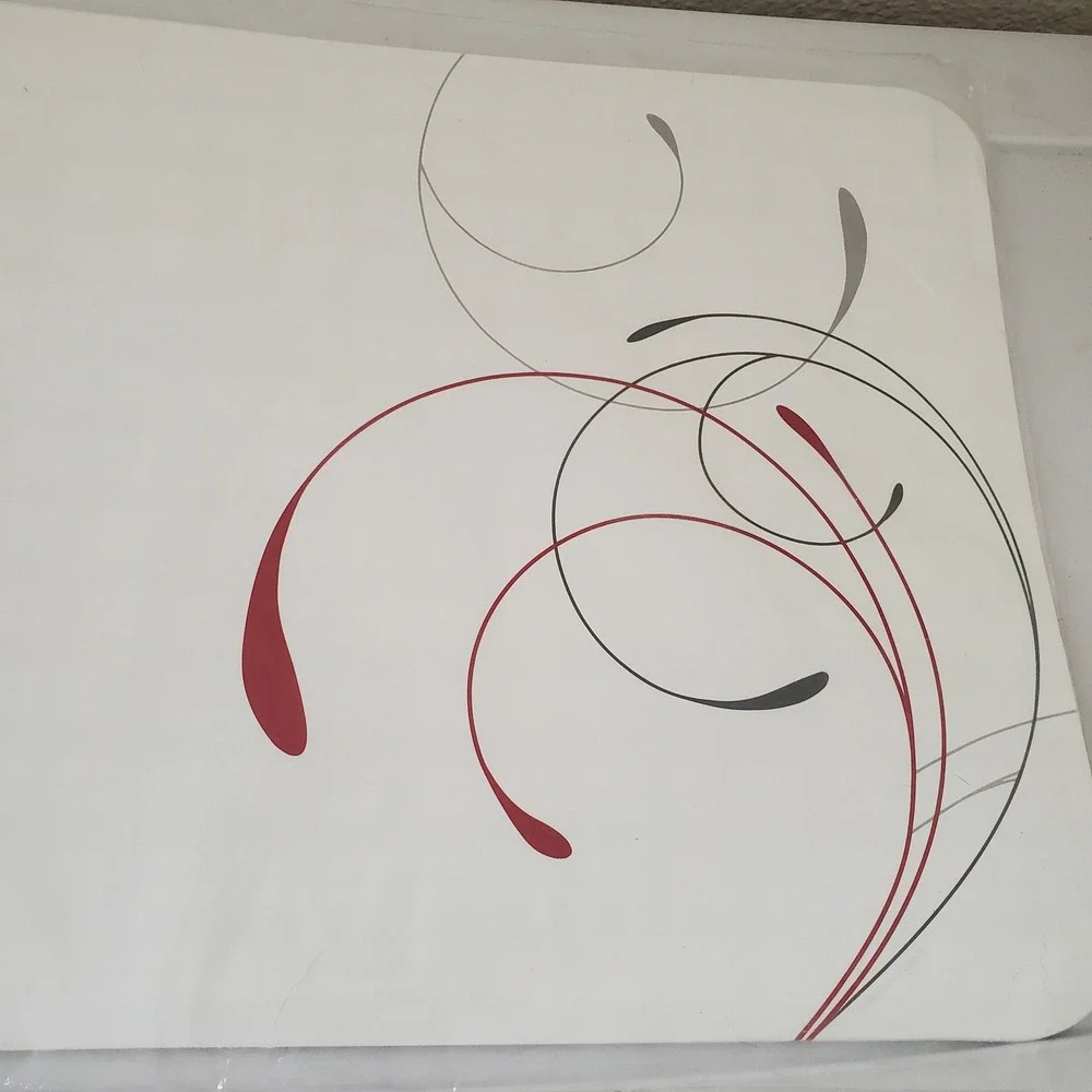 Corelle Coordinates Splendor Reversible Placemats 6 Pack Red Grey Swirl Plaid